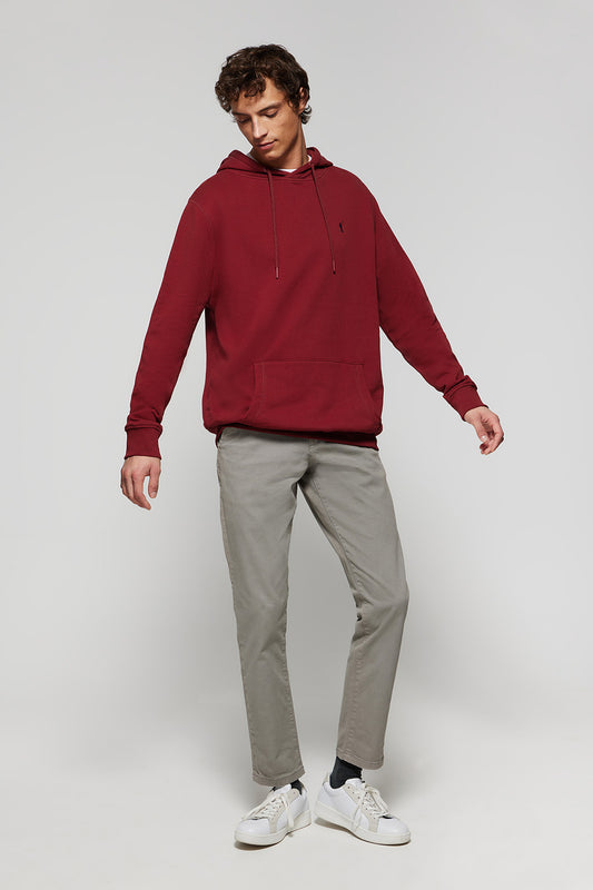 Sweatshirt com capuz e bolsos grená com logótipo Rigby Go