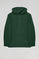 Bottle-green hoodie with pockets and Rigby Go logo