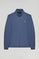 Denim-blue high-neck open sweatshirt with Rigby Go logo