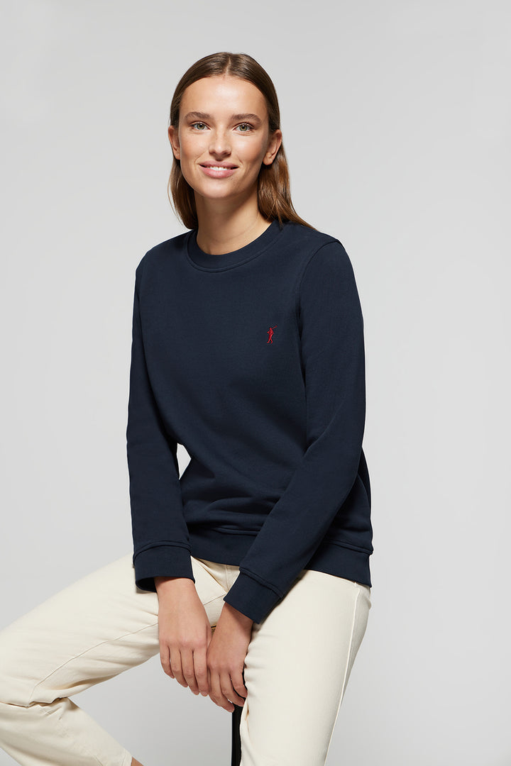 Sweatshirt básica azul marinho com decote redondo e logótipo Rigby Go