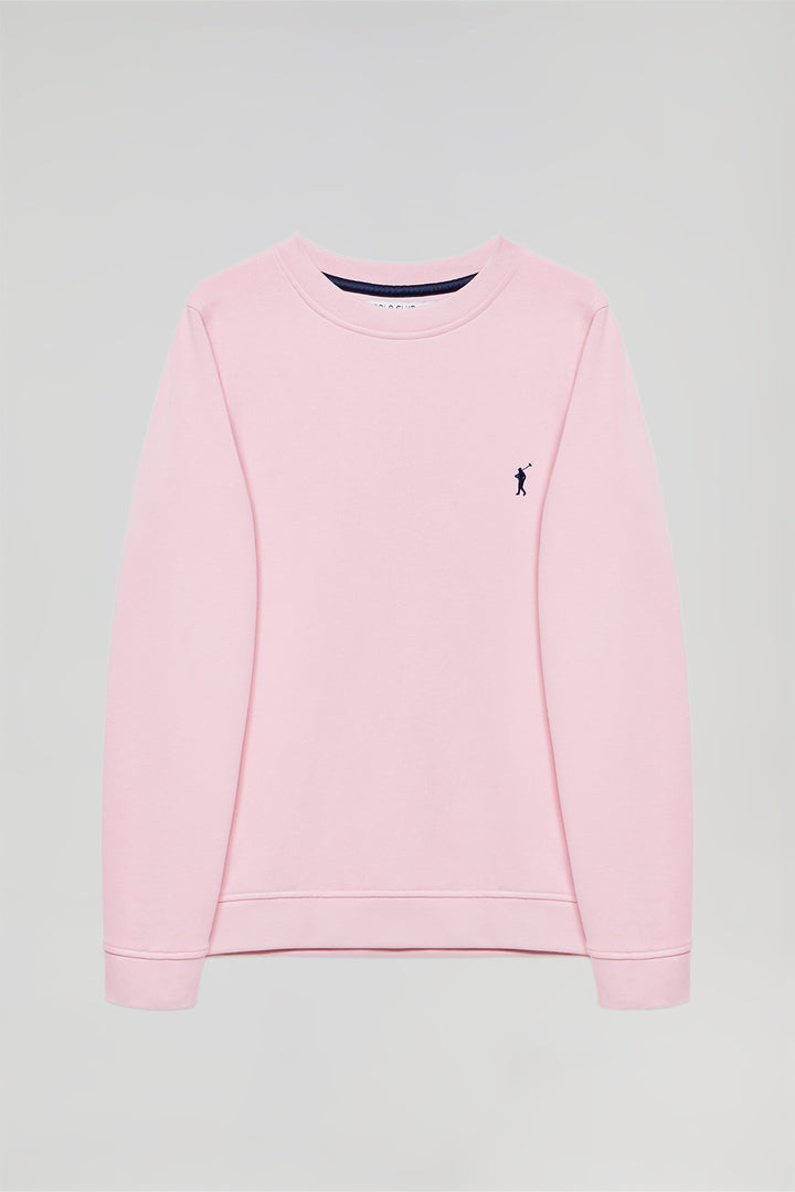 Sweatshirt básica rosa com decote redondo e logótipo Rigby Go