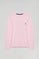 Pink round-neck basic sweatshirt with Rigby Go logo