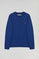 Royal-blue round-neck basic sweatshirt with Rigby Go logo