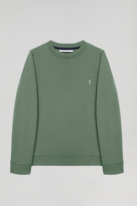 Sweatshirt básica verde escuro com decote redondo e logótipo Rigby Go