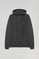 Asphalt-grey hoodie with pockets and Rigby Go logo