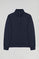 Sudadera de media cremallera azul marino con logo Rigby Go