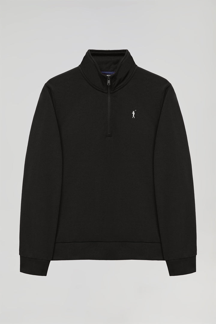 Sweatshirt com meio fecho-éclair preta com logótipo Rigby Go