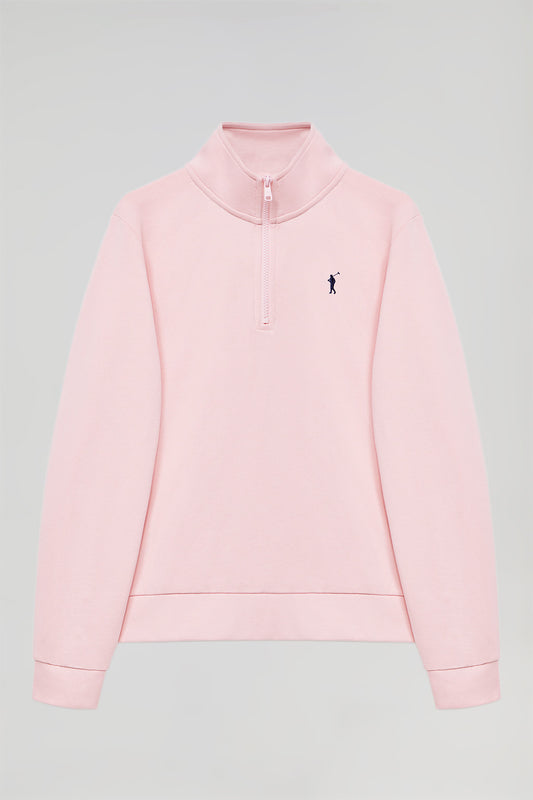 Sweatshirt com meio fecho-éclair rosa com logótipo Rigby Go