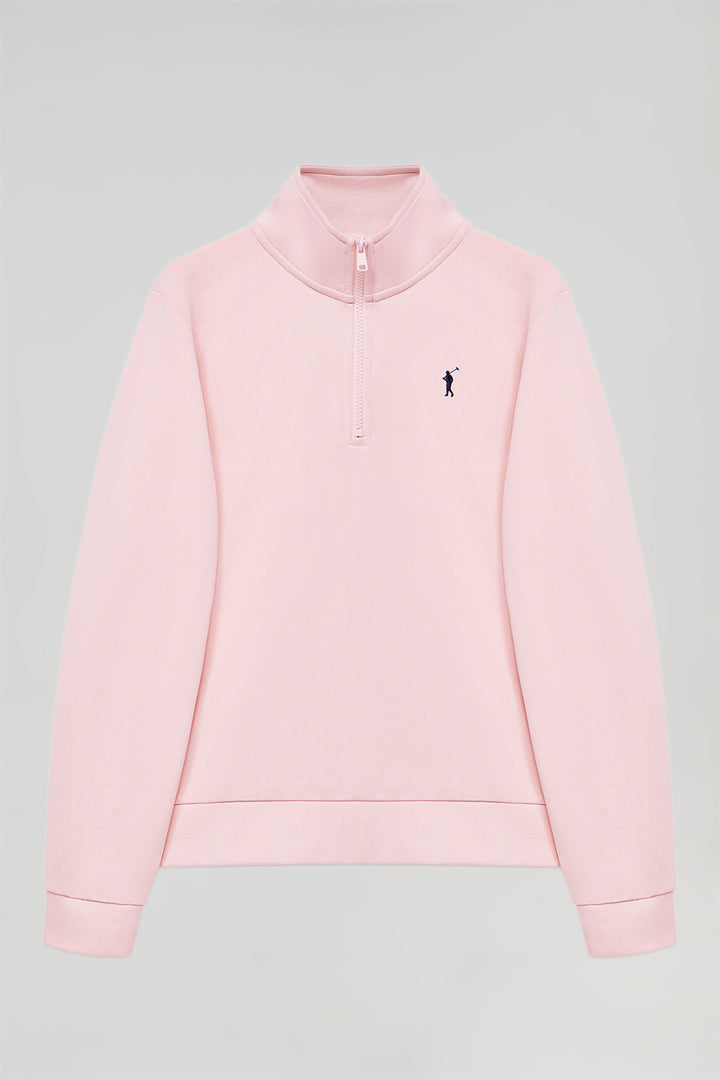 Sweatshirt com meio fecho-éclair rosa com logótipo Rigby Go