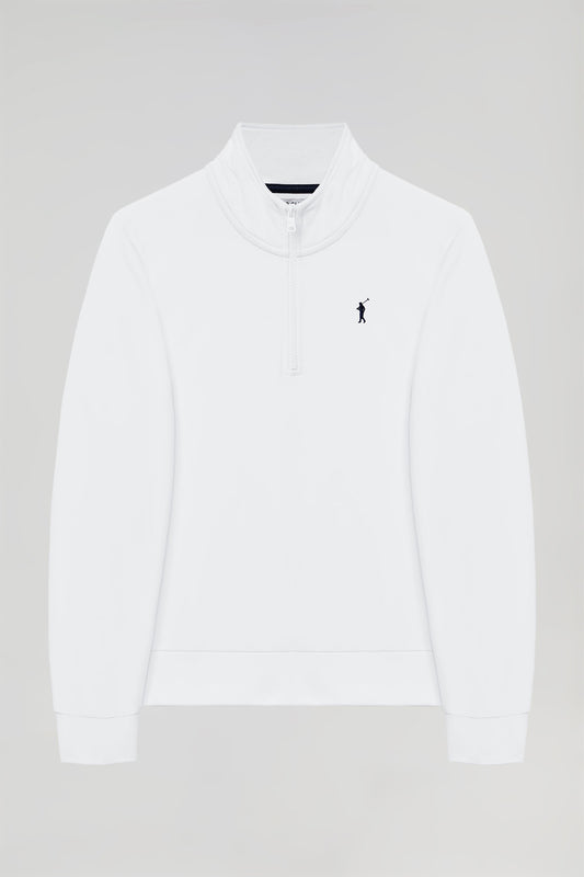 Sweatshirt com meio fecho-éclair branca com logótipo Rigby Go