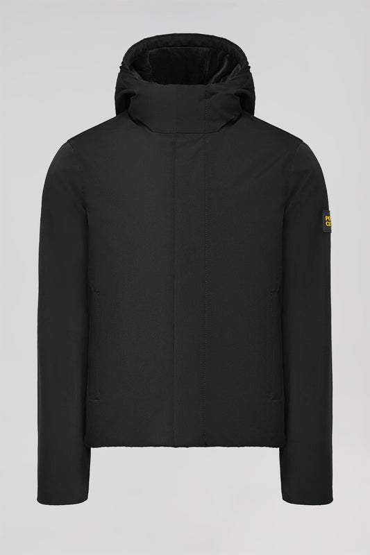 Black technical jacket with hood and bi-coloured Polo Club patch