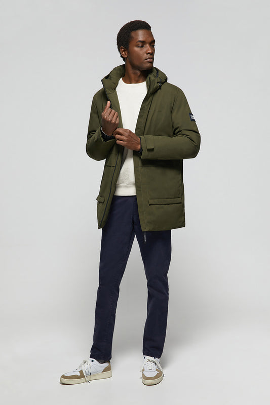 Green technical parka with hood and Polo Club Details