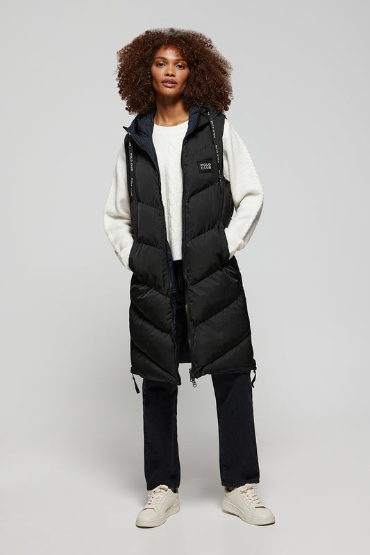 Black vest with enveloping hood and Polo Club details