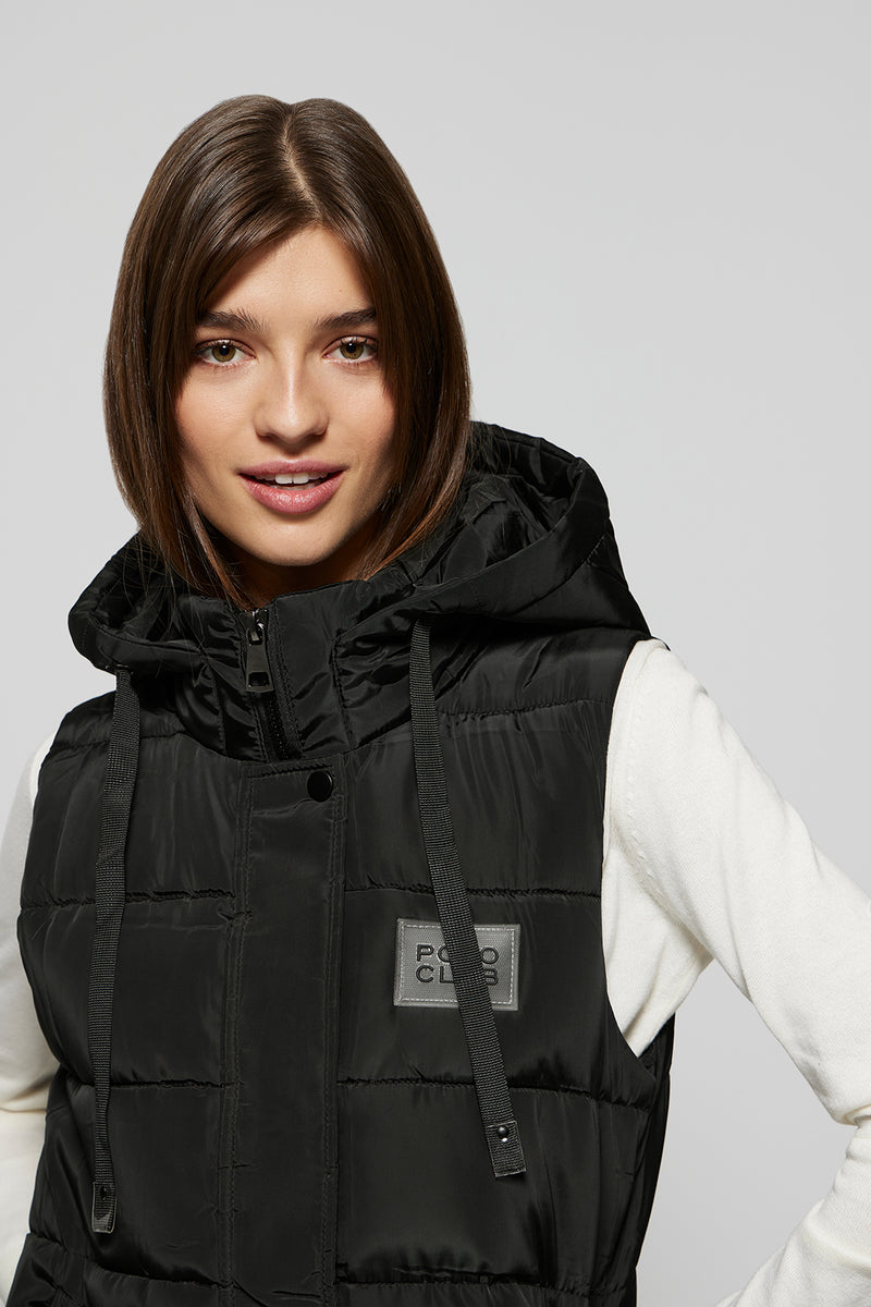 Bolf Chaleco Acolchado Negro Chaleco Acolchado Capucha Mujer