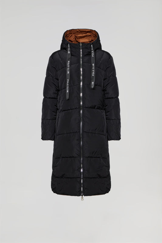 Abrigo reversible acolchado negro con capucha y detalles Polo Club