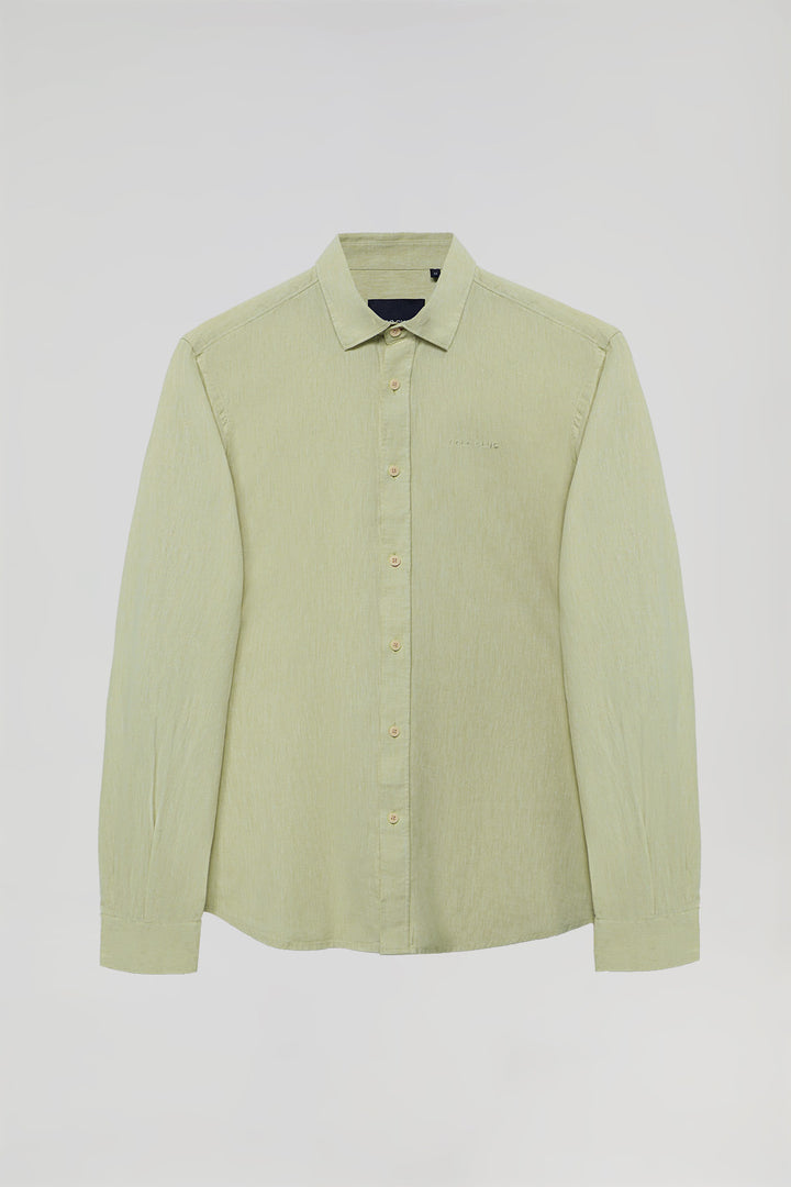 Camisa caqui de linho e algodão com pormenores Polo Club