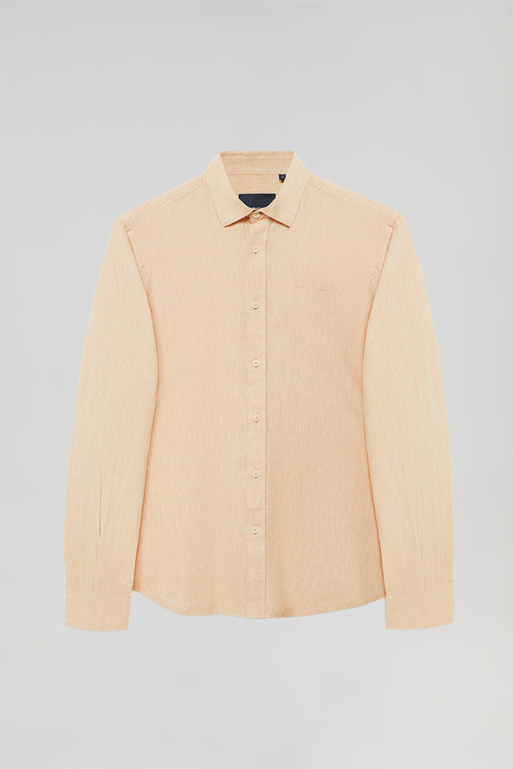 Camisa cor de tangerina de linho e algodão com pormenores Polo Club