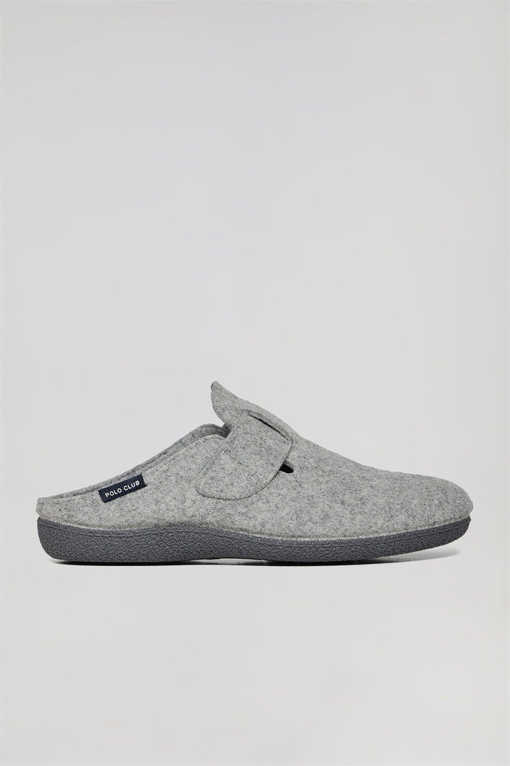 Grey-marl slippers with Polo Club detail for men