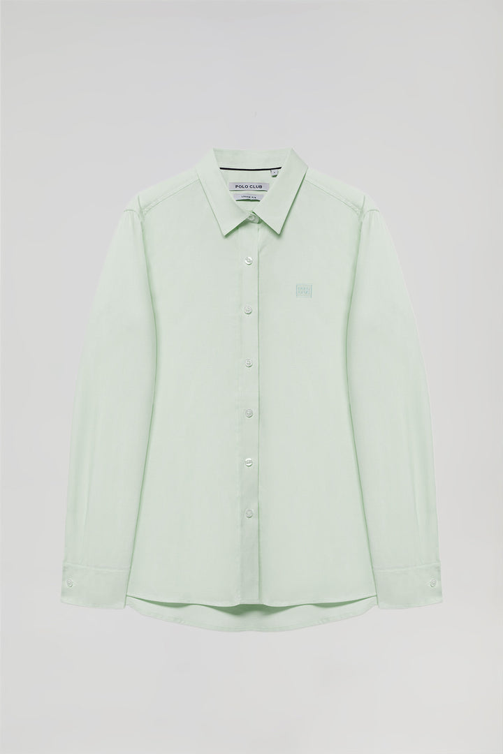 Camisa oxford verde claro con logo bordado