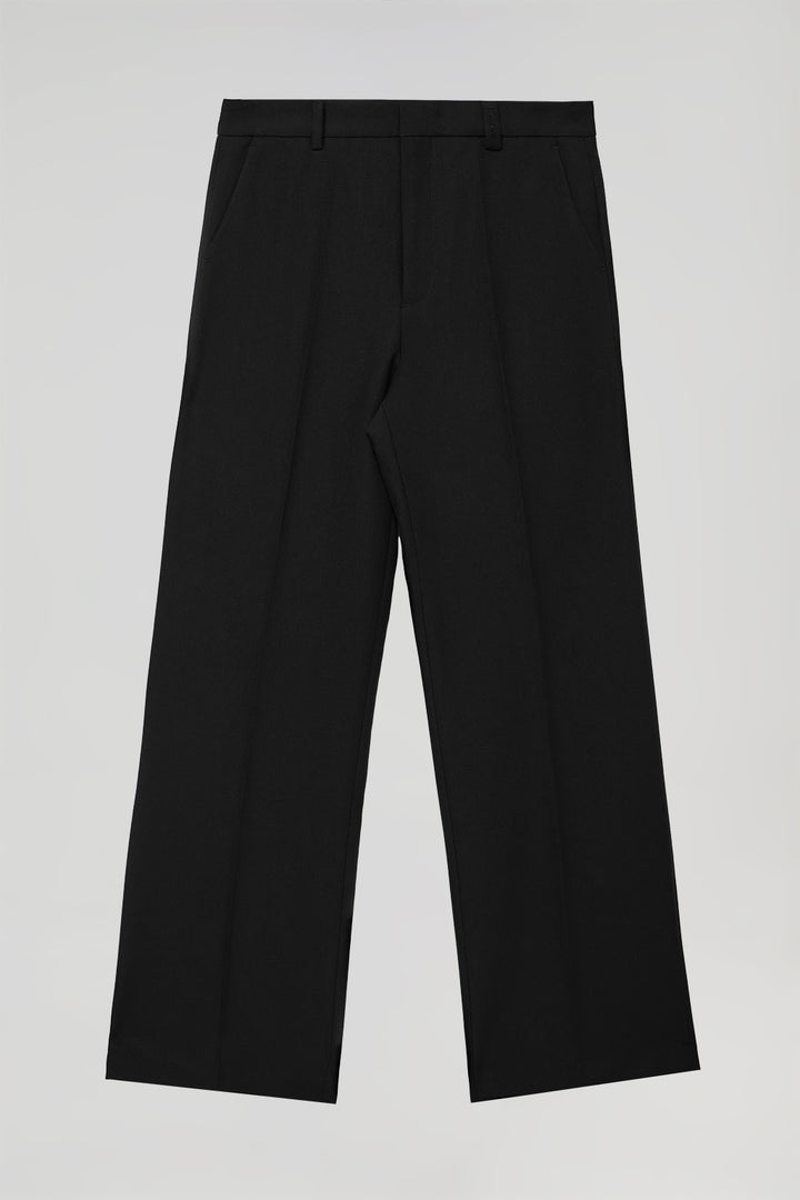 Pantalón ancho de vestir negro con detalles Polo Club