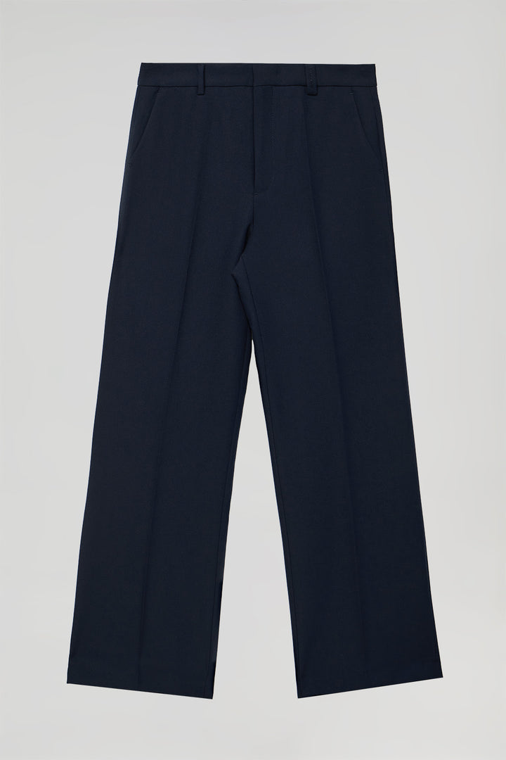 Pantalón ancho de vestir azul marino con detalles Polo Club