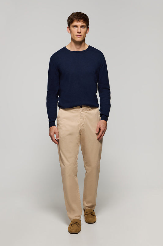 Beige regular-fit chinos with Polo Club details