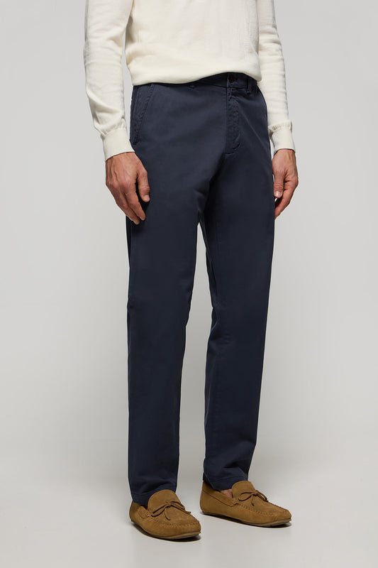 Navy-blue regular-fit chinos with Polo Club details