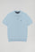 Sky-blue knit polo shirt with Rigby Go embroidery