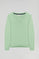Camisola verde suave de malha básica com decote em bico e logotipo Rigby Go