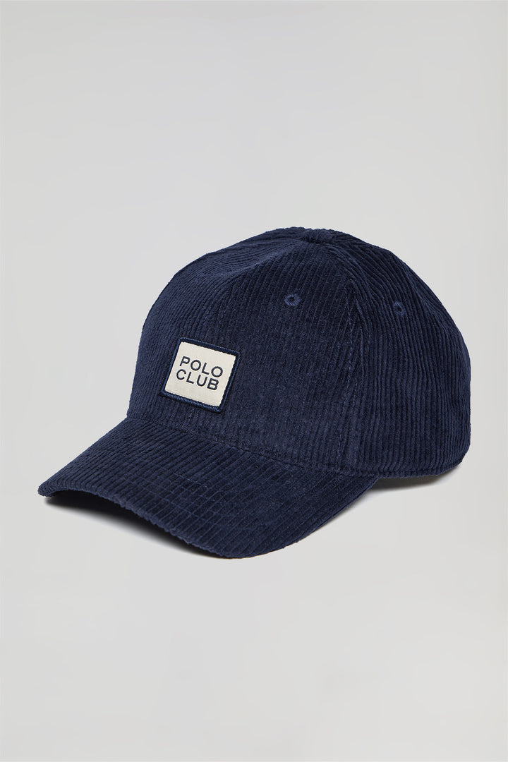Gorra de pana beisbolera azul marino con logo Polo Club