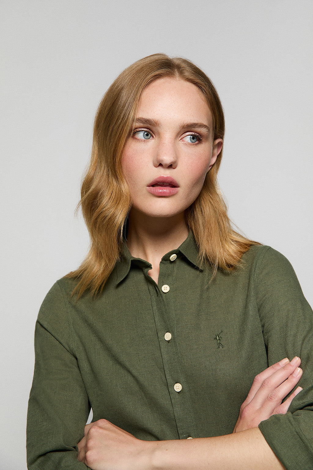 Camisa verde lino best sale