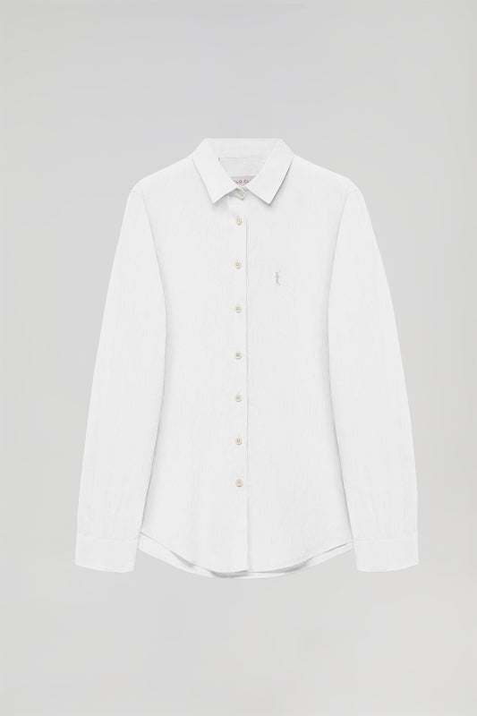 Camisa branca de linho e algodão com pormenor bordado Rigby Go