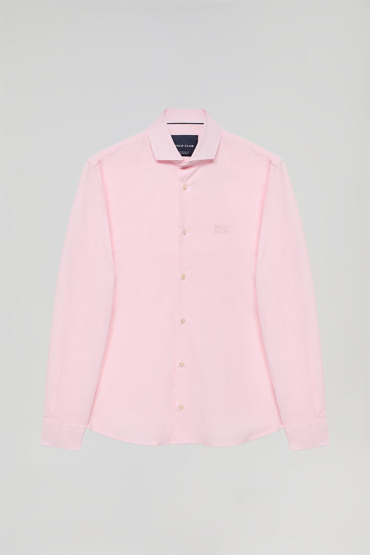Camisa superslim fit rosa de algodón con logo Polo Club