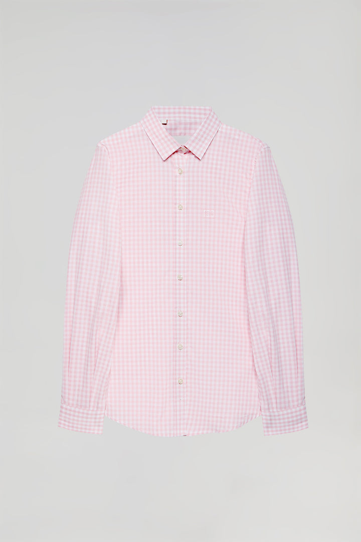 Camisa em xadrez vichy rosa com pormenor Polo Club
