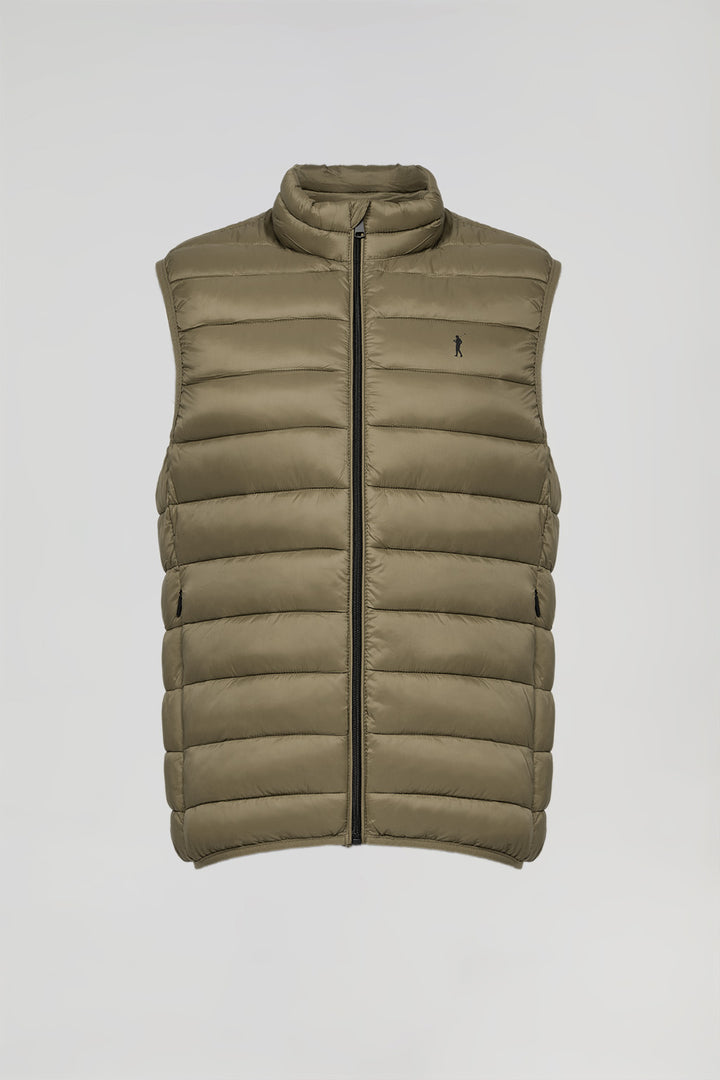 Sandy light puffer vest with Rigby Go print