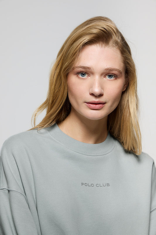 Sweatshirt básica com decote redondo acinzentada Minimal Polo Club
