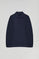 Navy-blue polo-collar sweatshirt with Rigby Go embroidery