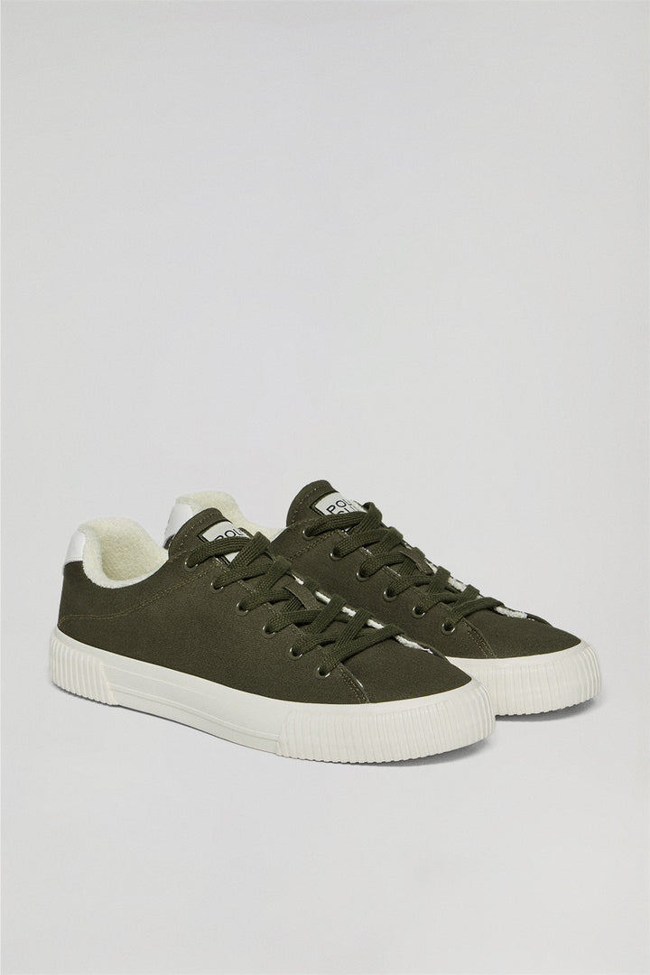 Zapatilla Habana de lona verde caqui para hombre con detalles Polo Club