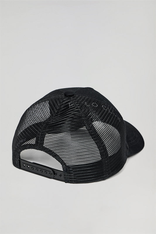 Black Brooklyn cap with Polo Club faux-leather detail