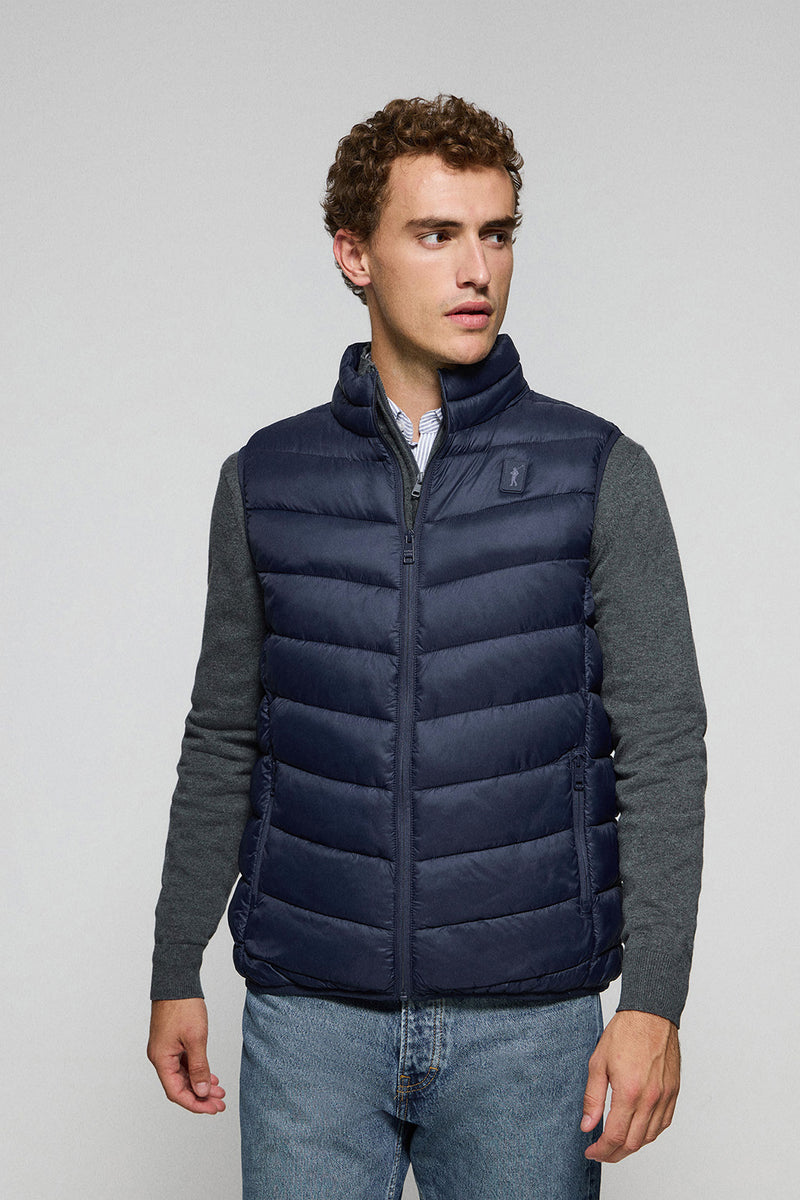 Gris Chaleco Azul Zara Hombre Chaleco Plumas Chalecos Para Hombre