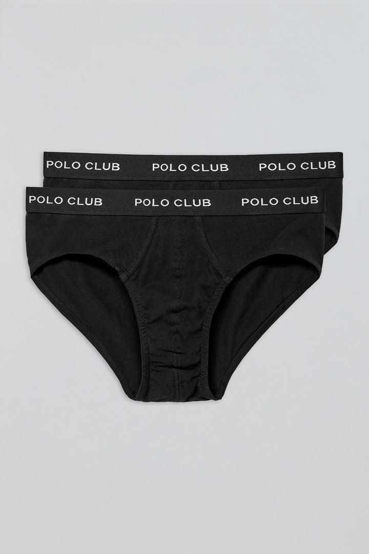 Zestaw dwóch par czarnych slipów z logo Polo Club