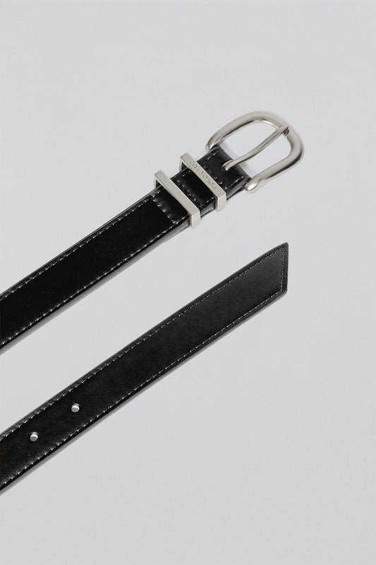 Pasek Blossom w kolorze czarnym z wygrawerowanym logo Polo Club