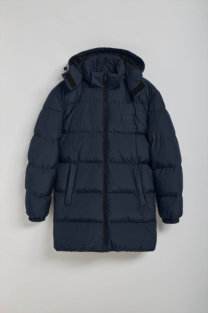 Navy-blue coat Staten with detachable hood and Polo Club details