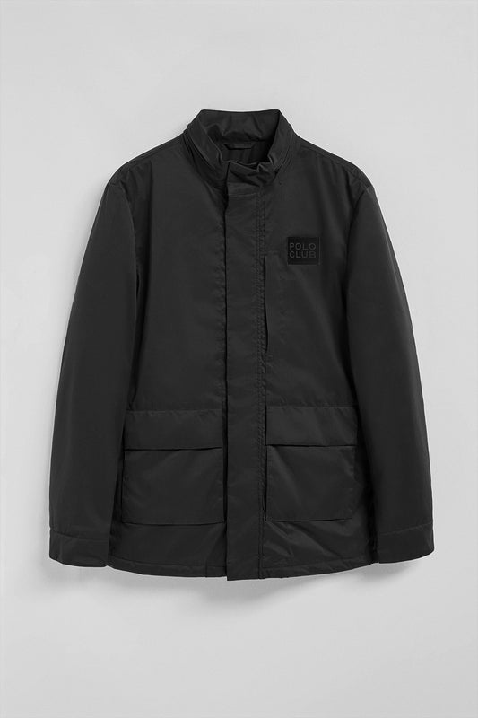 Parka leve Chelsea preta com patch logotipado