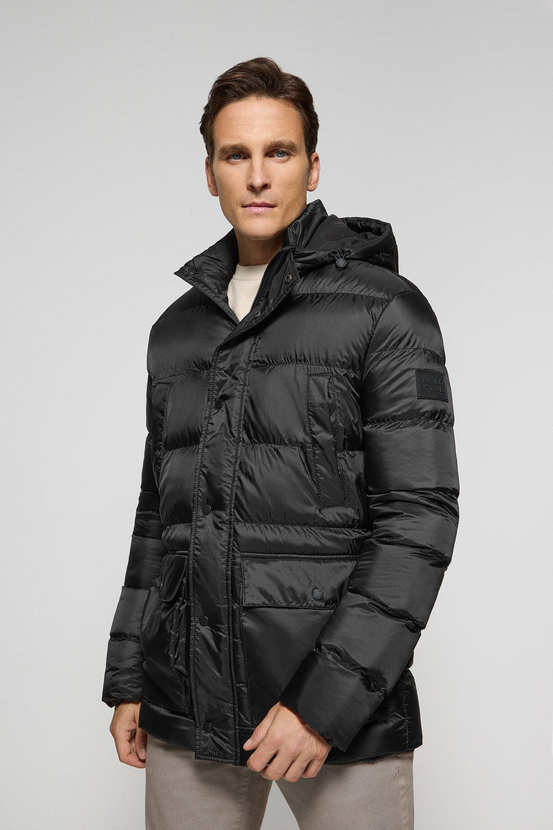 Abrigo Negro Con Capucha Hombre Abrigo Negro Greenwich Con