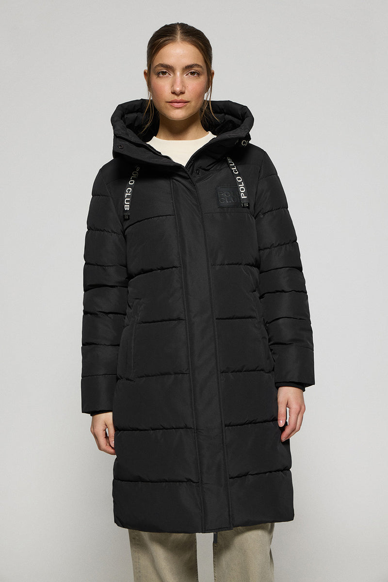 Combinar Abrigo Largo Look Plumifero Negro Mujer Abrigo Polar