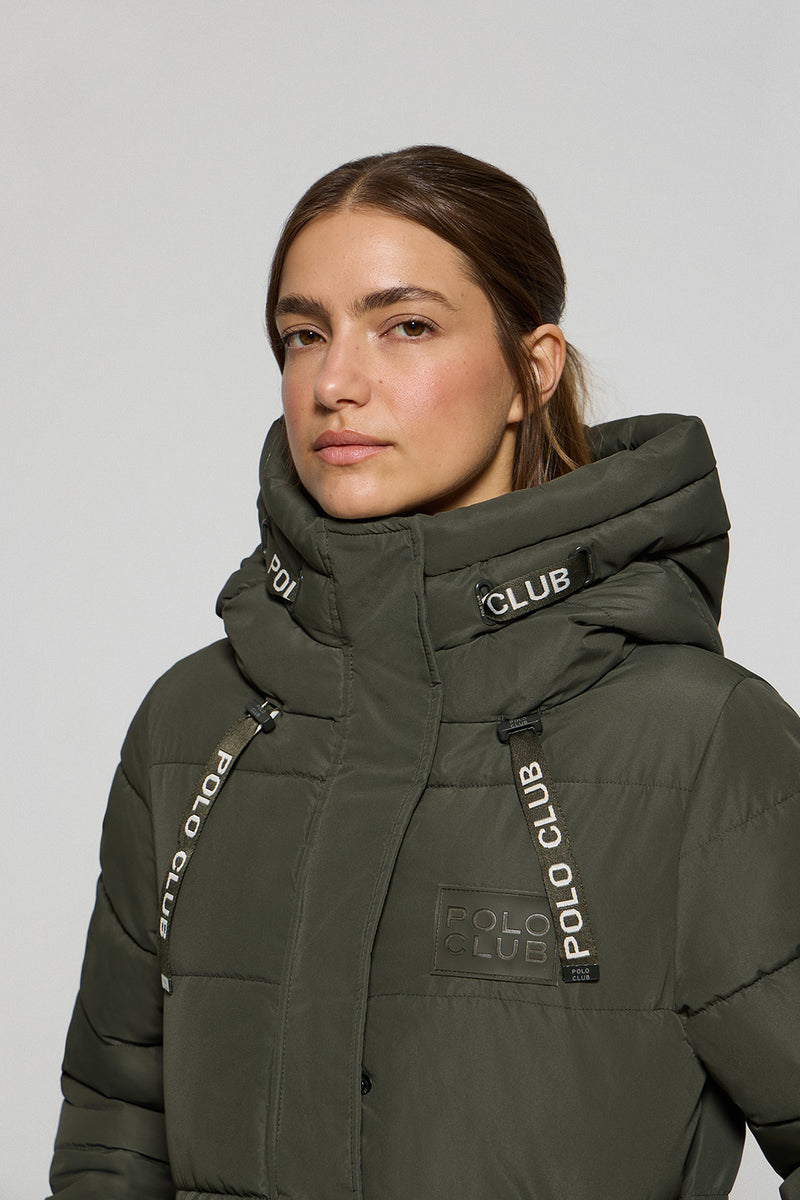 Sudaderas Mujer Abrigo Polar Verde Con Capucha Fija Y Detalles