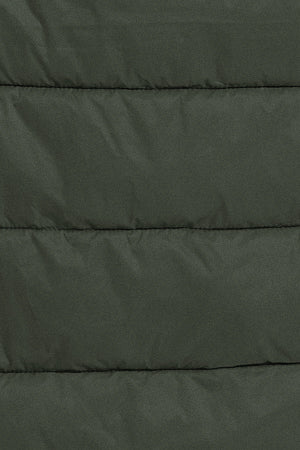 Casaco comprido ultralight verde Cecilia com capuz extraível e bordado PC