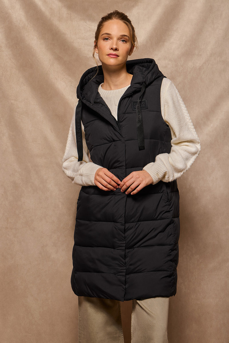Acolchado Largo Chaleco Acolchado Capucha Mujer Con Chaleco Acolchado  Chaleco Negro Mezclilla Mujer Chaleco Negro