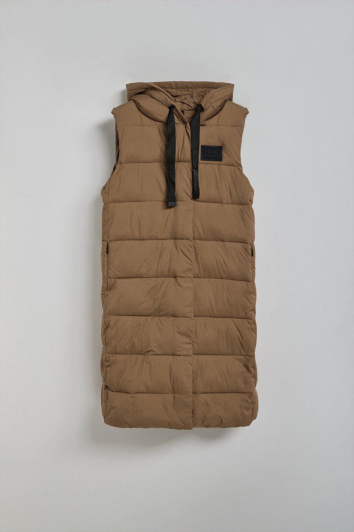 Brown vest Siena with fixed hood and Polo Club details